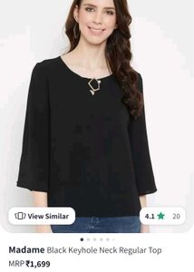 Madame Black Keyhole Neck Regular Top