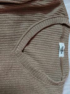 Khaki V Neck Full Sleeve Top