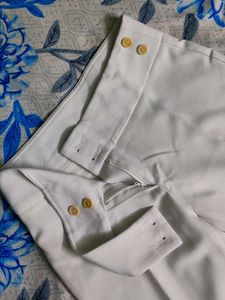 White Wide Leg Low Waist Trousers
