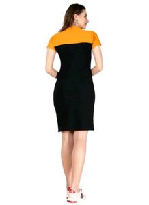 One piece knee length black dress