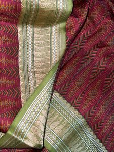 Maroon Saree with Green Border