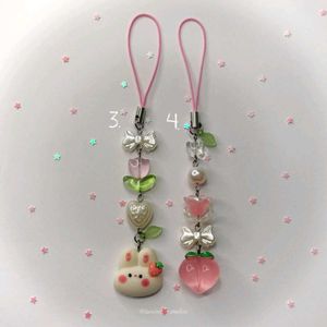 ₊˚⊹౨ cute pink bunny phone charms ৎ ₊˚⊹