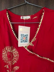 Aachho Maroon Angrakha Suit Set XL