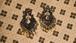 Black & Golden Earrings with Pearl