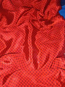 crape school uniform Red Printed Saree