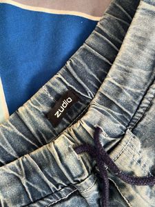 Denim Cargo Joggers