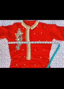 Red Embellished Kurta