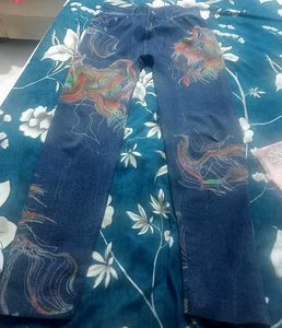 Printed Denim Jeans