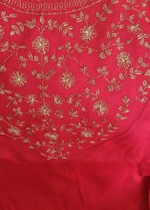 Red gold Embroidered Short Kurti for Young Girls