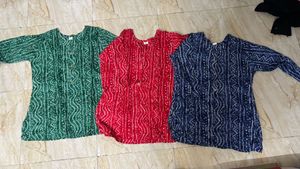 Set of 3 jaipuri print short kurtis- can buy 1 too