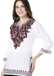 Embroidered White Tunic Top