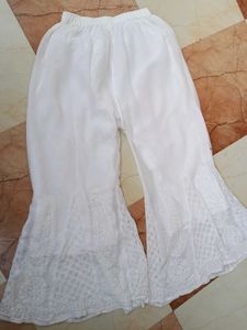 White Embroidered Palazzo Pants