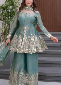 Elegant Teal Embroidered Kurta Set