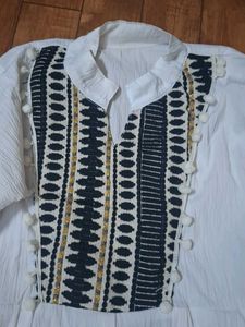 Boho Embroidered White Top