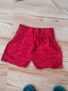 Red Plaid Shorts with Tie