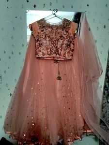Peach Embellished Lehenga Choli