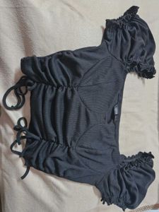Sweetheart Neck Black Crop Top