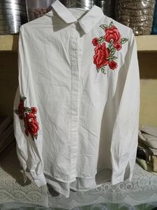 White Rose Thread Work Shirt