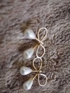 Pearl Drop Bow Earrings