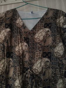 Patterned Brown Casual Dress
