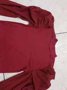 Burgundy Puff Sleeve Top