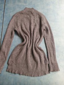 Gray Knit Turtleneck Sweater