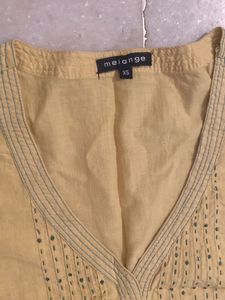 Yellow Embroidered Yoke Tunic Dress/Kurta