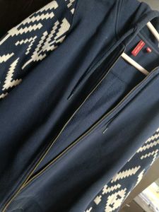 Fame Forever Blue Block Print Jacket/Sweater