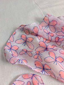 Pink Butterfly Print Scarf