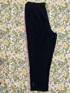 Black Palazzo with Pearl Detail