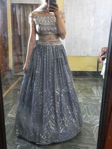 Off Shoulder Back Less Lehenga