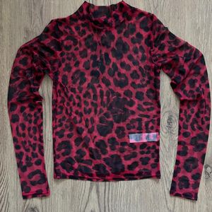 New Look Leopard Print Mesh Top