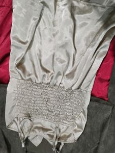 Satin Silk Dress With Crop Coat Imported