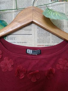 Burgundy Floral Applique Tank
