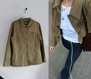 Vintage Olive Green Suede Jacket