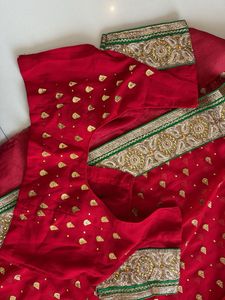 Red Embroidered Saree