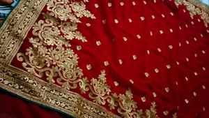 Red &amp; Gold Embroidered Saree