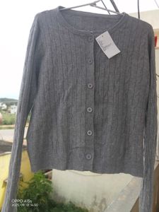 Grey Cable Knit Cardigan