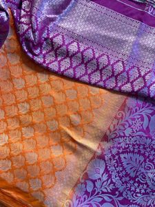 new beautiful violet and orange saree