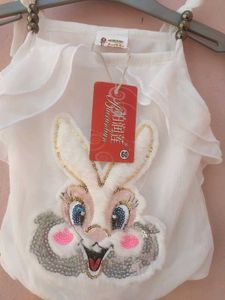 Girls White Turquoise Blue Dress