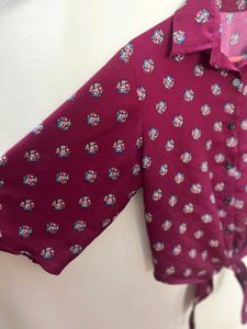 Floral Print Tie-Front Top