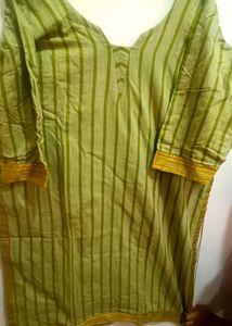 Green Striped South Cotton Kurti