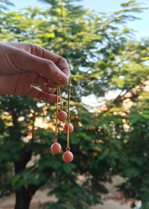 Peach Orb Drop Earrings
