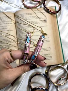 Pink enamel bracelet