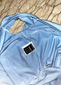 Blue Satin Silk Twist Crop Top