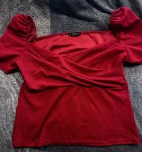 Shein Red Wrap Top