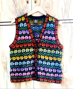 Vintage Floral Knit Vest size-38