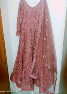Elegant Rose Gold Anarkali Gown