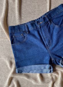 Blue High Waist Denim Shorts
