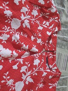 Floral Red And White Top